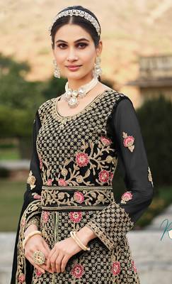 Black embroidered net salwar 3