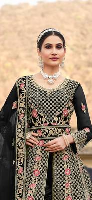 Black embroidered net salwar 4
