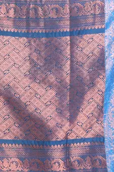 Dark Red Cotton Handspun Handwoven Saree With Woven Zari Floral Motifs And Contrast Borders And Pallu
