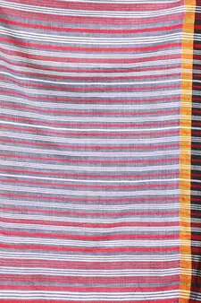 Grey Cotton Handspun Handwoven Saree With Stripes Pattern
