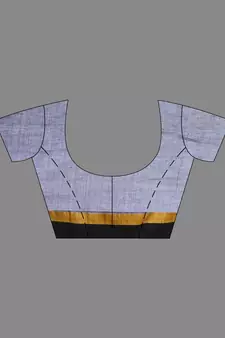 Grey Cotton Handspun Handwoven Saree With Stripes Pattern