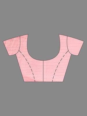 Baby Pink Cotton Handspun Handwoven Saree With Stripes And Nakshi Pattern 6