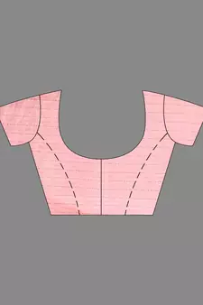 Baby Pink Cotton Handspun Handwoven Saree With Stripes And Nakshi Pattern