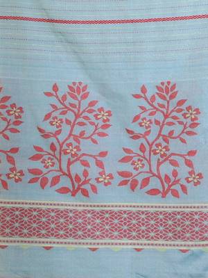 Powder Blue Cotton Handspun Handwoven Saree With Stripes And Nakshi Pattern 5