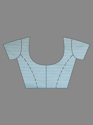 Powder Blue Cotton Handspun Handwoven Saree With Stripes And Nakshi Pattern 6