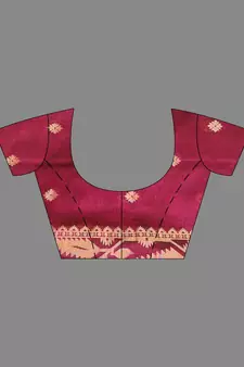 Magenta Cotton Handspun Saree With Woven Jamdani Borders