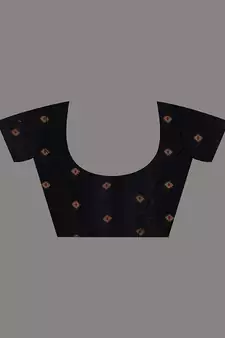 Black Cotton Handwoven Saree With Texture Pattern