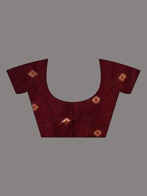 Maroon Cotton Handwoven Saree With Texture Pattern 6