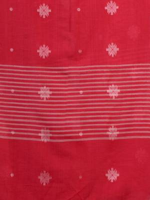 Bright Pink Cotton Handwoven Saree With Texture Pattern 5