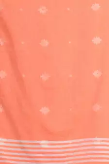 Orange Cotton Handwoven Saree With Texture Pattern