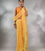 Light Yellow Cotton Handwoven Saree With Texture Pattern