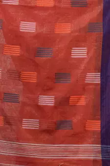 Red Tissue Handwoven Saree With Woven Designs