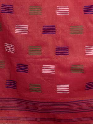 Punch Pink Tissue Handwoven Saree With Woven Designs 5