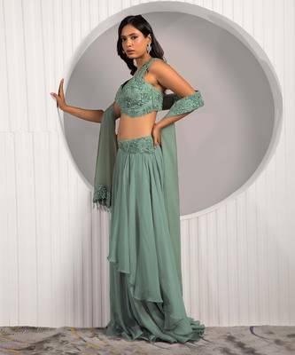 Green Rose Lehenga Set 3