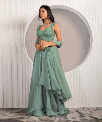 Green Rose Lehenga Set 5