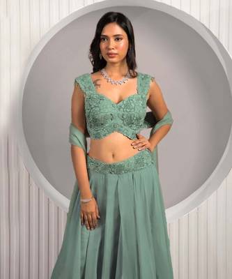 Green Rose Lehenga Set 6