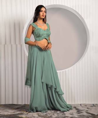 Green Rose Lehenga Set 7