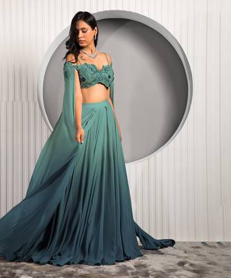 Green Columbine Lehenga Set 2
