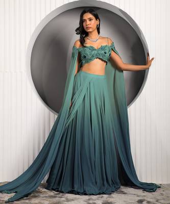 Green Columbine Lehenga Set 5