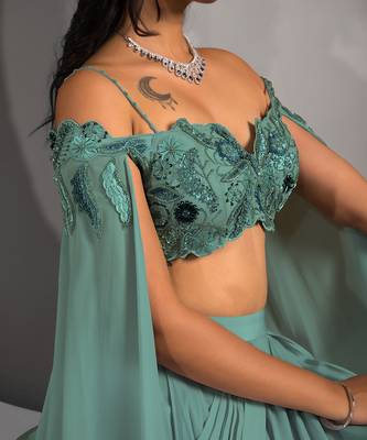 Green Columbine Lehenga Set 6