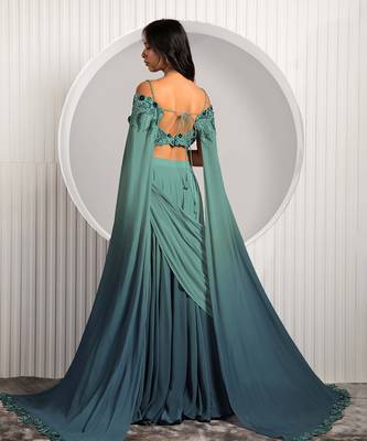 Green Columbine Lehenga Set 7