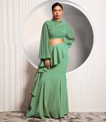 Green Bouquet Lehenga Set