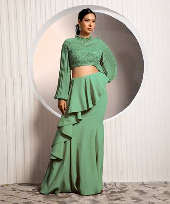 Green Bouquet Lehenga Set 2