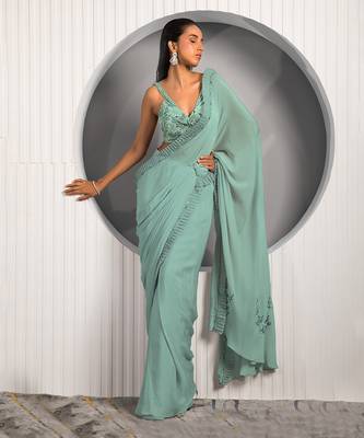 Green Daisy Saree 1