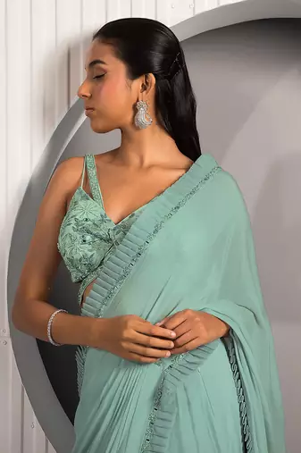 Green Daisy Saree