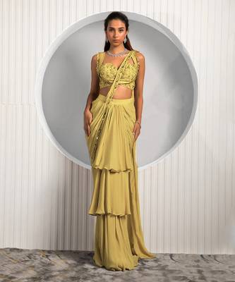 Gold Violet Saree 1