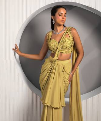Gold Violet Saree 2