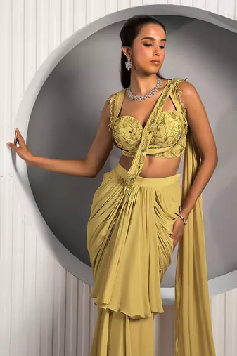 Gold Violet Saree