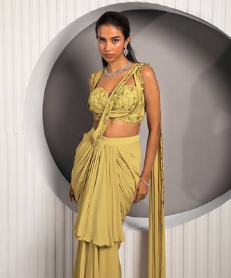 Gold Violet Saree 3