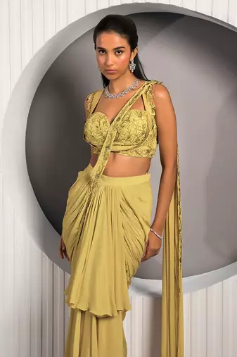 Gold Violet Saree