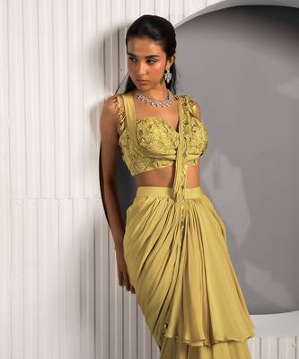 Gold Violet Saree 4