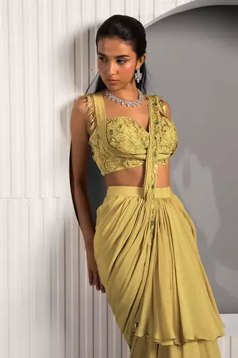Gold Violet Saree