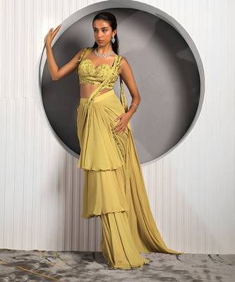 Gold Violet Saree 5
