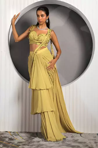 Gold Violet Saree