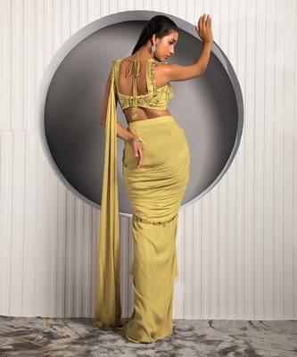 Gold Violet Saree 6