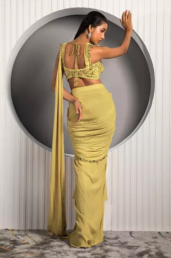 Gold Violet Saree