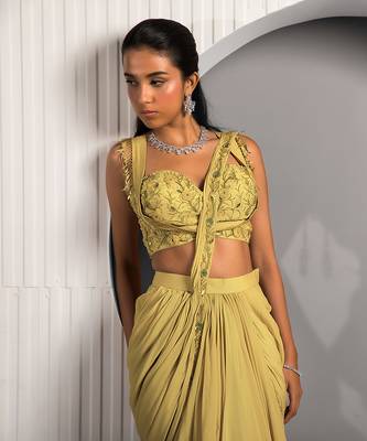 Gold Violet Saree 7