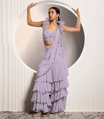 Lavender Ophelia Rose Drape Saree