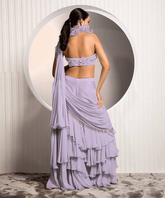 Lavender Ophelia Rose Drape Saree 5