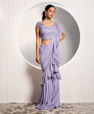 Lavender Weed Drape Saree 1