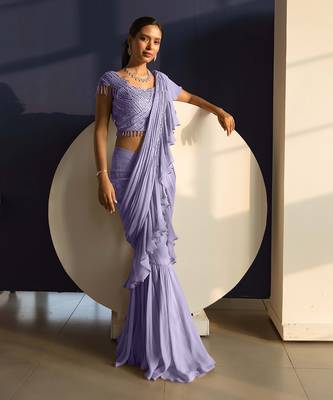 Lavender Weed Drape Saree 2
