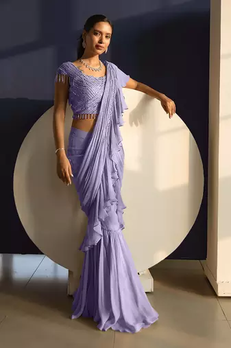 Lavender Weed Drape Saree