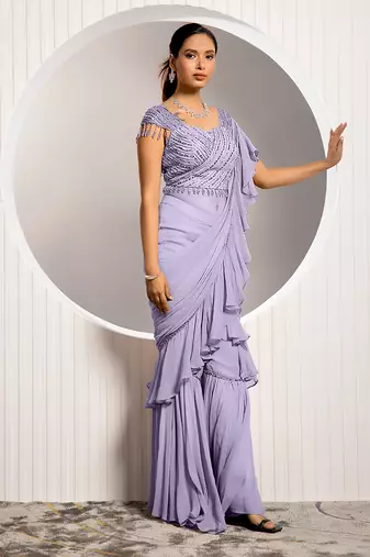 Lavender Weed Drape Saree