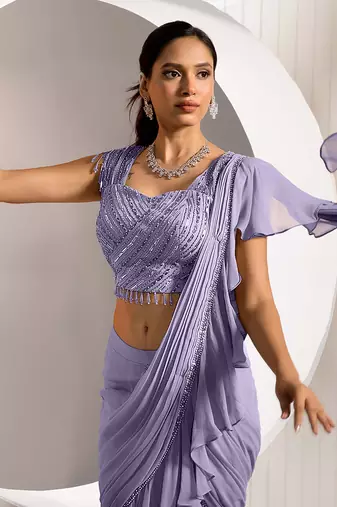 Lavender Weed Drape Saree