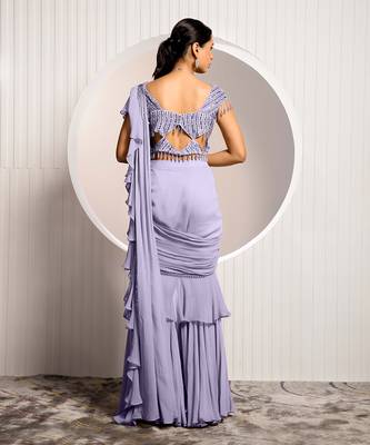 Lavender Weed Drape Saree 5