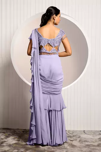 Lavender Weed Drape Saree